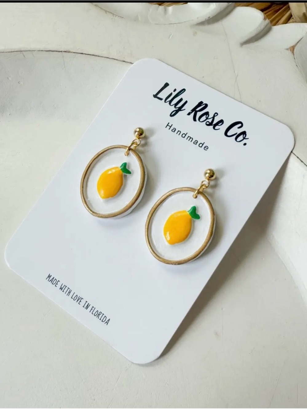 Lily Rose Gold Hoop Clay Lemon 🍋 Earrings
